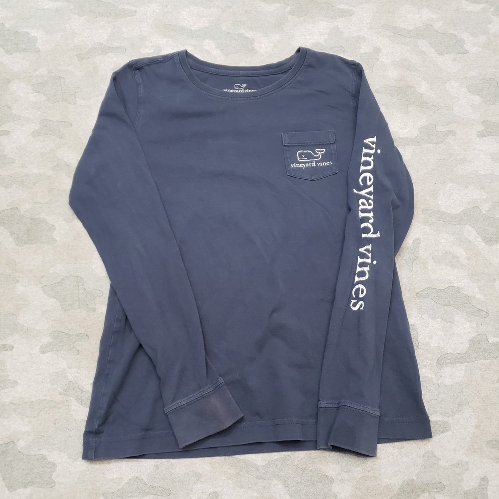 Vineyard Vines Top Womens XS Blue Pullover Long Sleeve Pocket Tee
